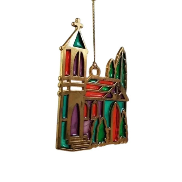 Russ Berrie & CO Holiday Highlights 1980s Vintage Ornament CHRISTMAS CHURCH HM24 - Picture 5 of 16